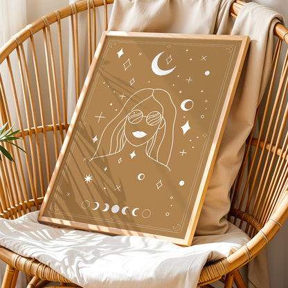 Celestial Boho Girl Wall Art