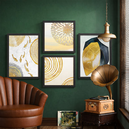 Modern Gold Abstract Wall Art Set of 4