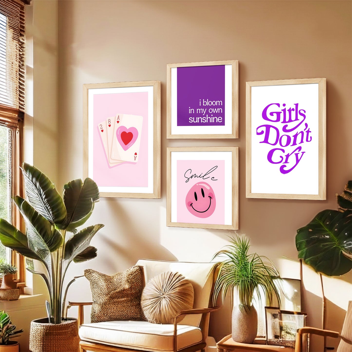 Pink Aesthetic Wall Art Set of 4