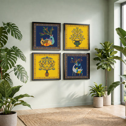 Folk Flora Wall Decor Set of 4