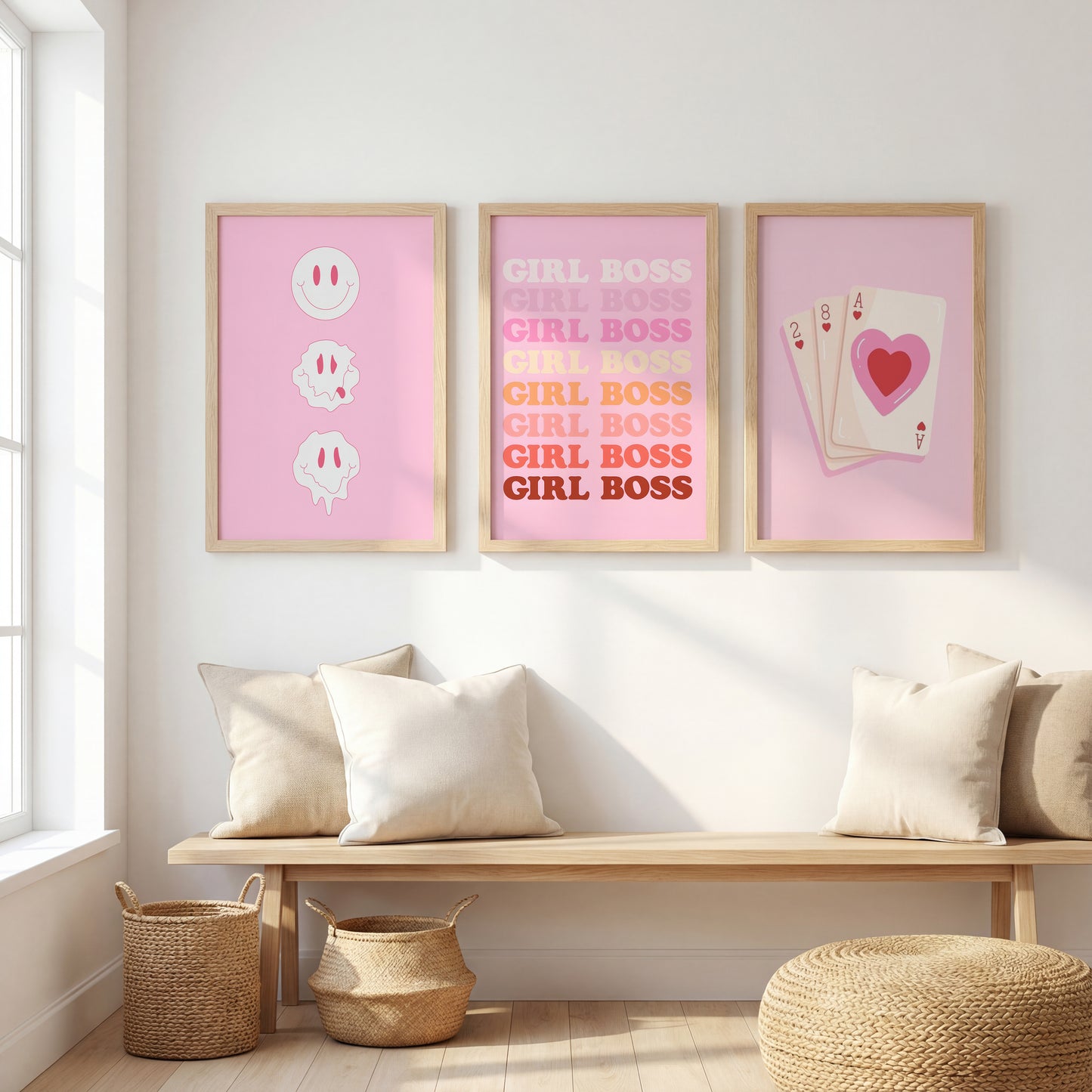 Pink Girl Boss Wall Art Set