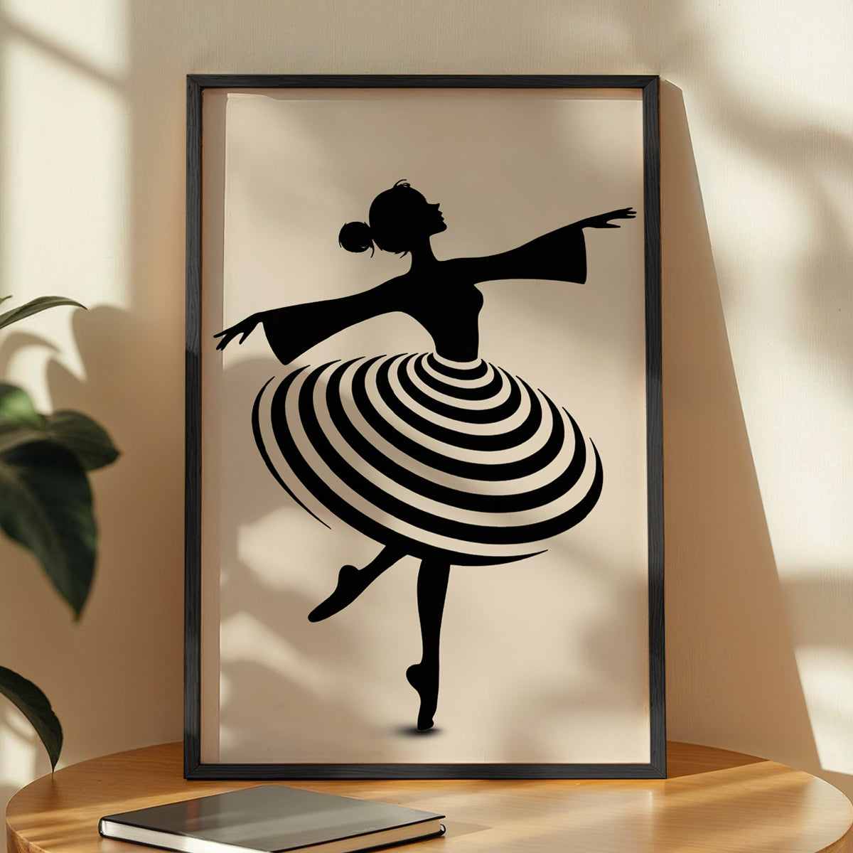 Modern Ballet Dancer Silhouette Framed Wall Art