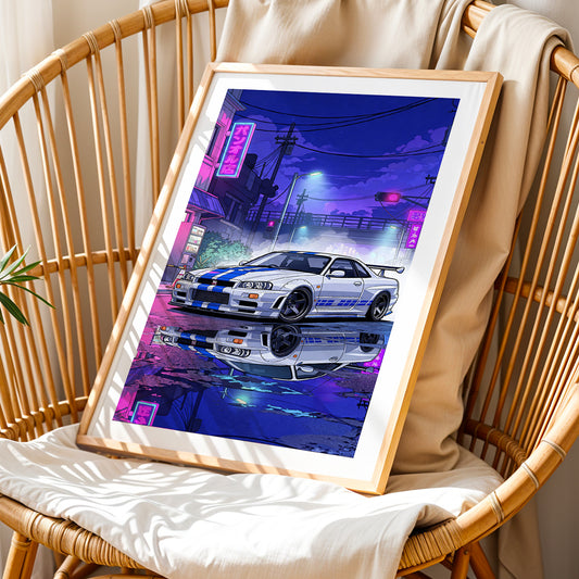 Cyberpunk Supercar Frame Print