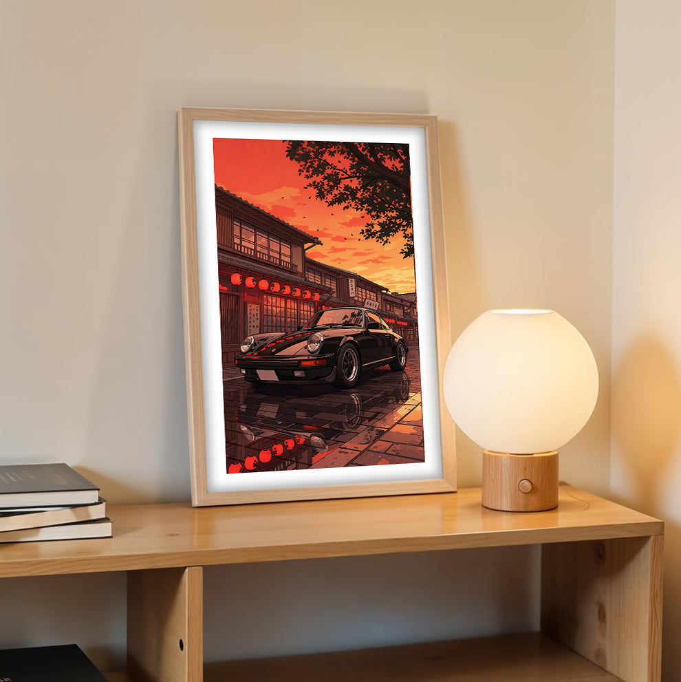 Porsche Street Reflections Wall Frame