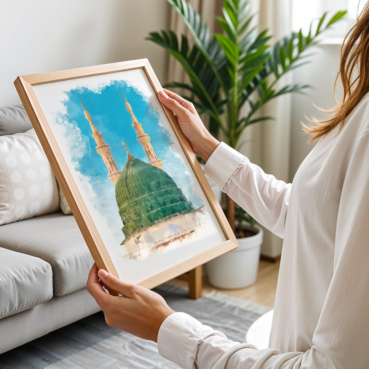 Masjid An-Nabawi Green Dome Islamic Wall Art