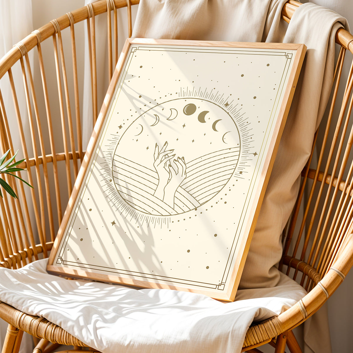 Celestial Moon Phase Hands Mystic Wall Art