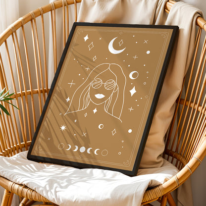 Celestial Boho Girl Wall Art