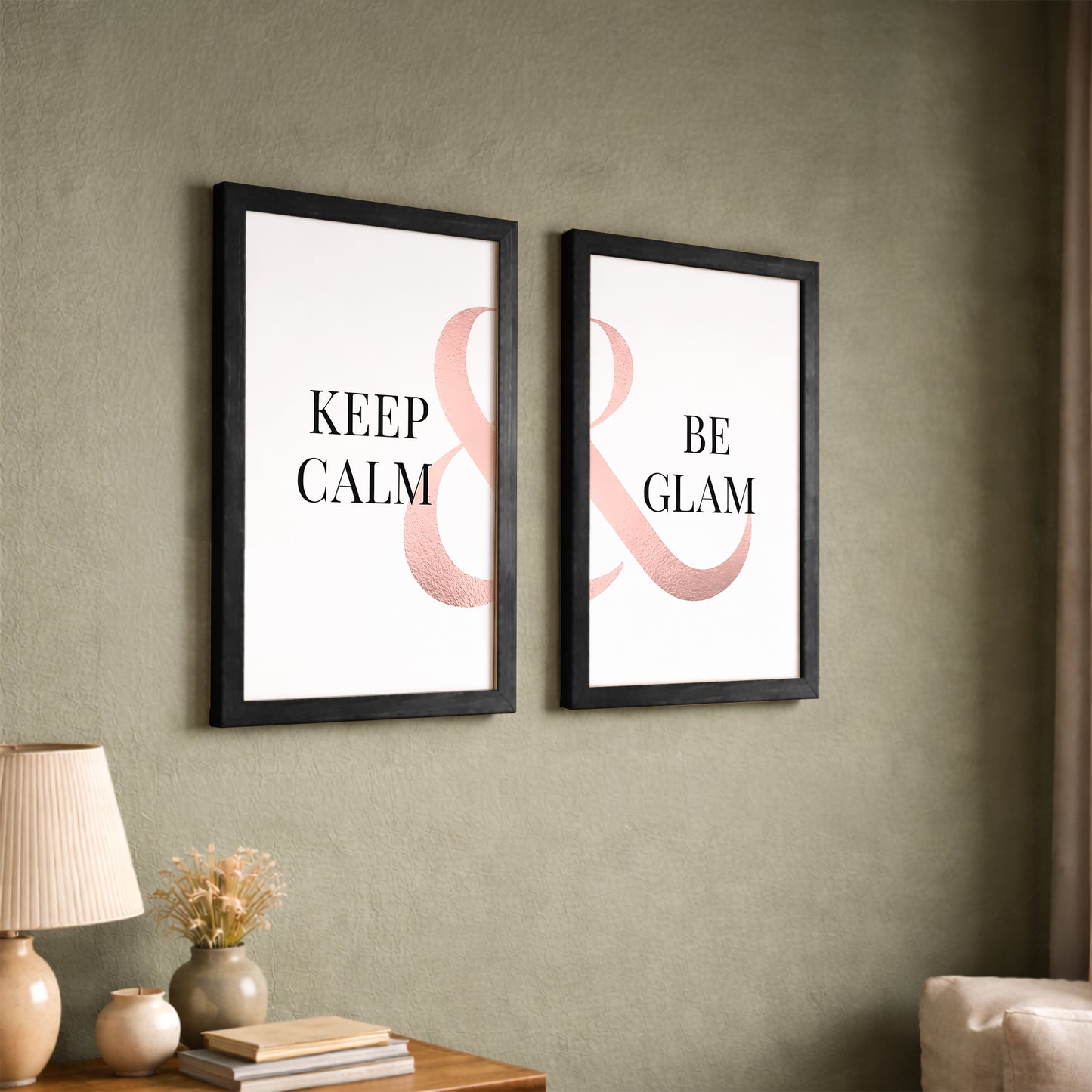 Keep Calm & Be Glam Chic Wall Art Set of 2