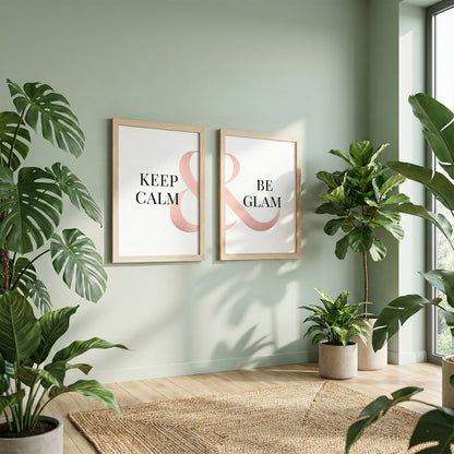 Keep Calm & Be Glam Chic Wall Art Set of 2
