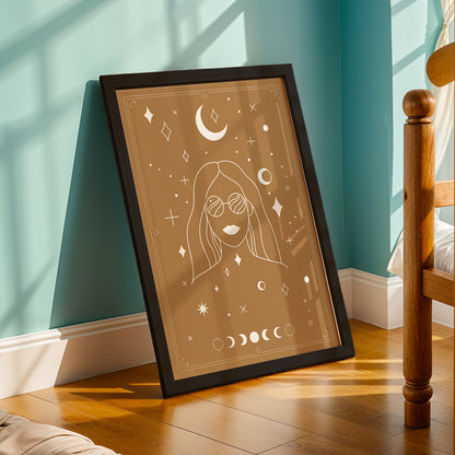Celestial Boho Girl Wall Art