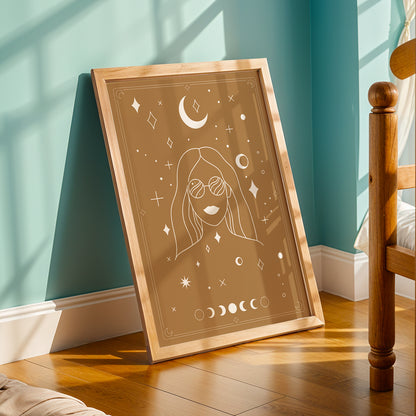 Celestial Boho Girl Wall Art