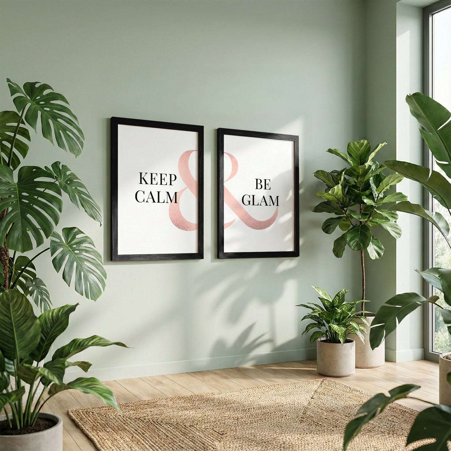 Keep Calm & Be Glam Chic Wall Art Set of 2