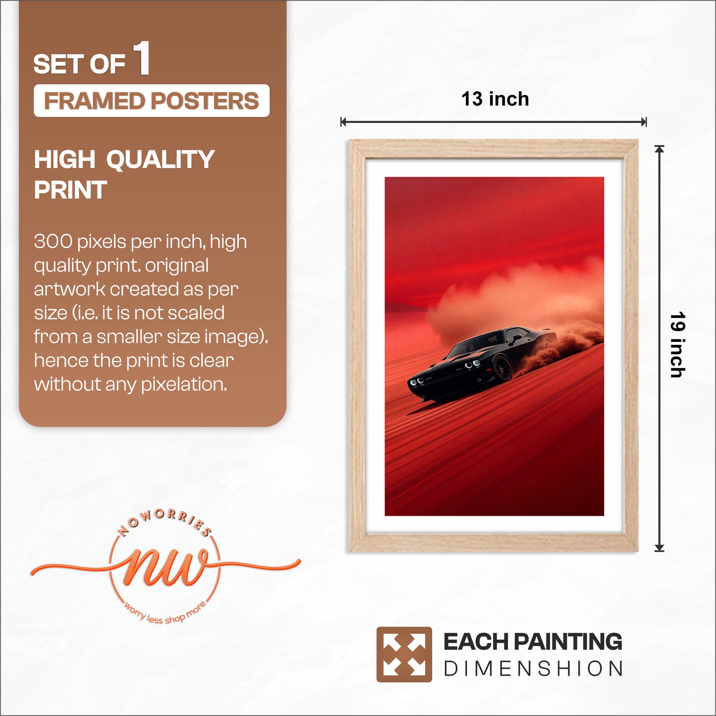 Dodge Challenger Red Drift Wall Frame