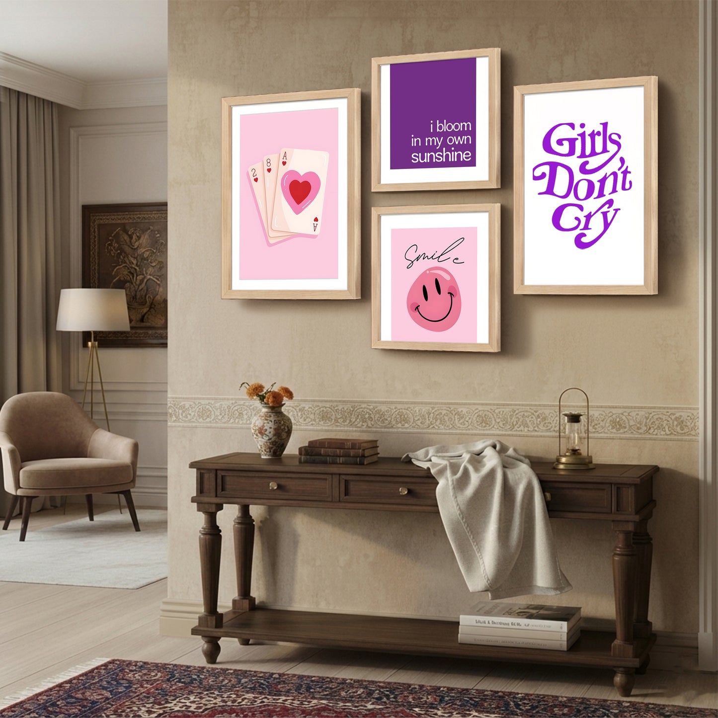 Pink Aesthetic Wall Art Set of 4