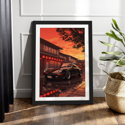 Porsche Street Reflections Wall Frame