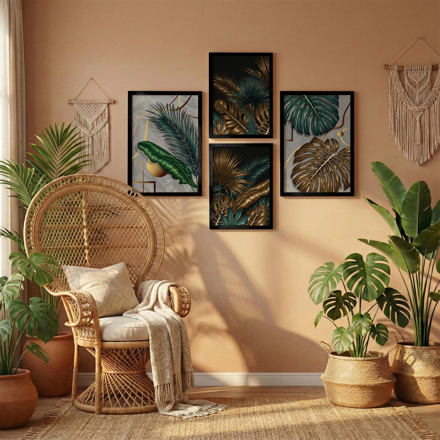 Tropical Botanical Wall Art Set of 4
