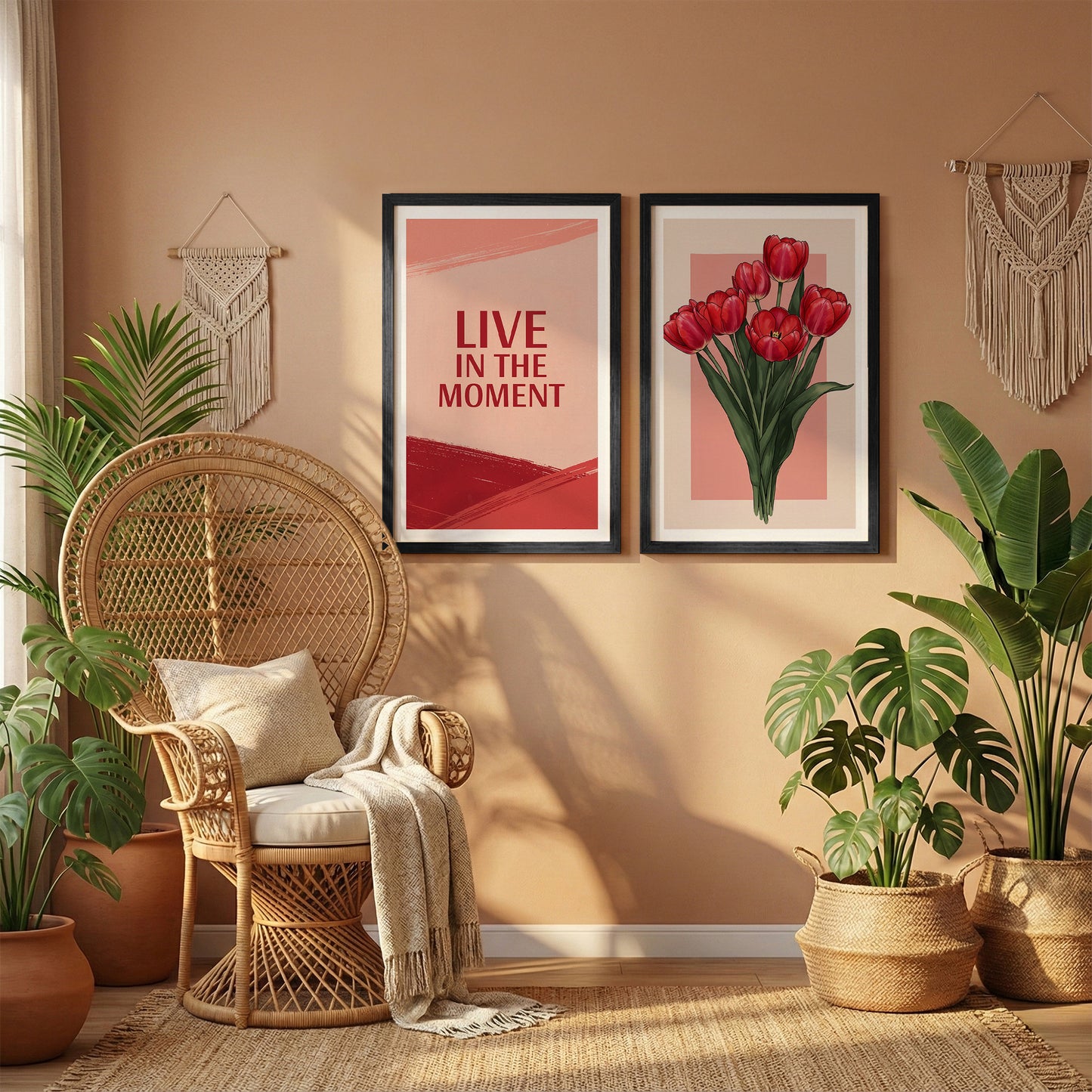 Live in the Moment Floral Wall Art Set of 2