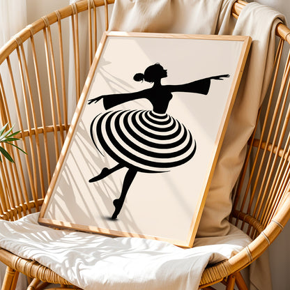 Modern Ballet Dancer Silhouette Framed Wall Art