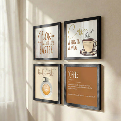 Minimalist Coffee Quotes Wall Art Set of 4