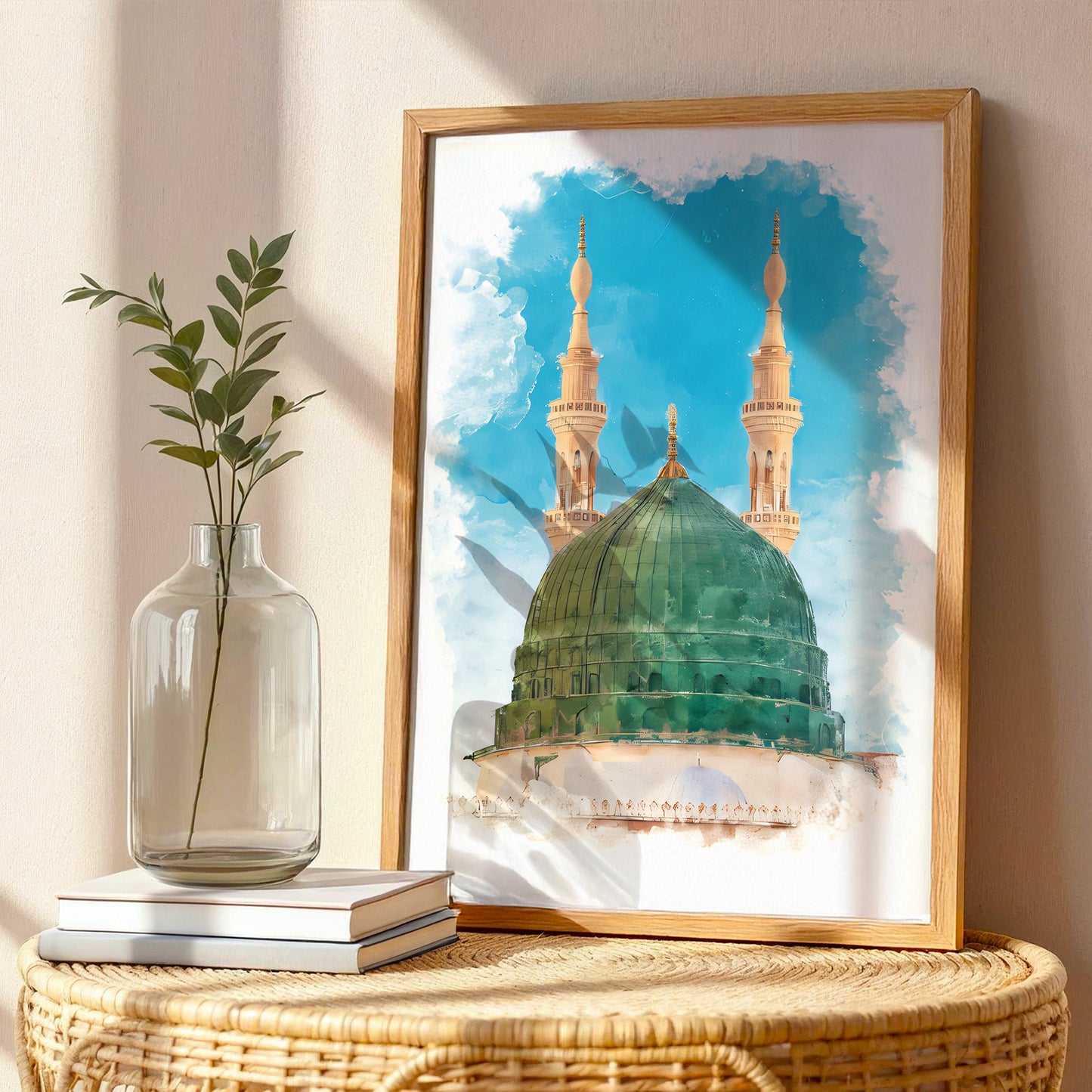 Masjid An-Nabawi Green Dome Islamic Wall Art