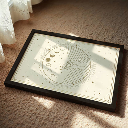 Celestial Moon Phase Hands Mystic Wall Art