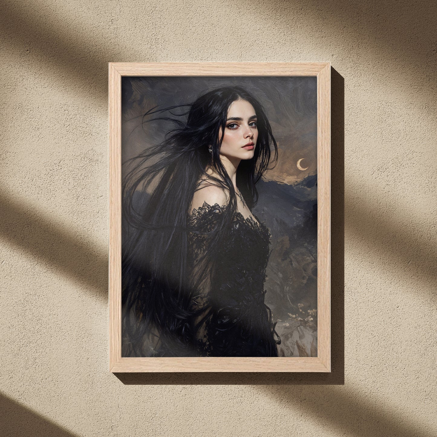 Mystic Dark Beauty Portrait Framed Wall Poster