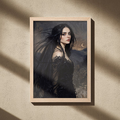 Mystic Dark Beauty Portrait Framed Wall Poster