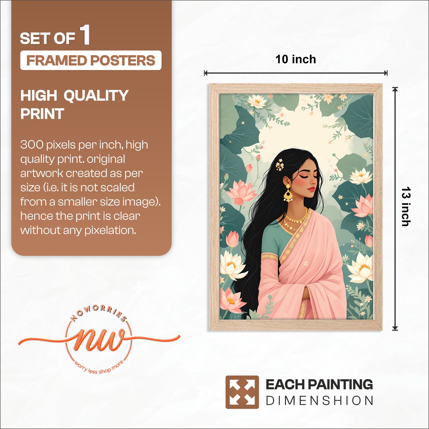 Floral Grace Lady Wall Frame
