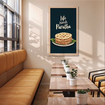 Life Needs Paratha Wall Frame Set of 1