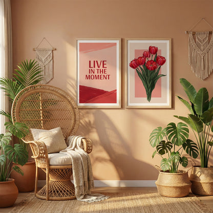 Live in the Moment Floral Wall Art Set of 2