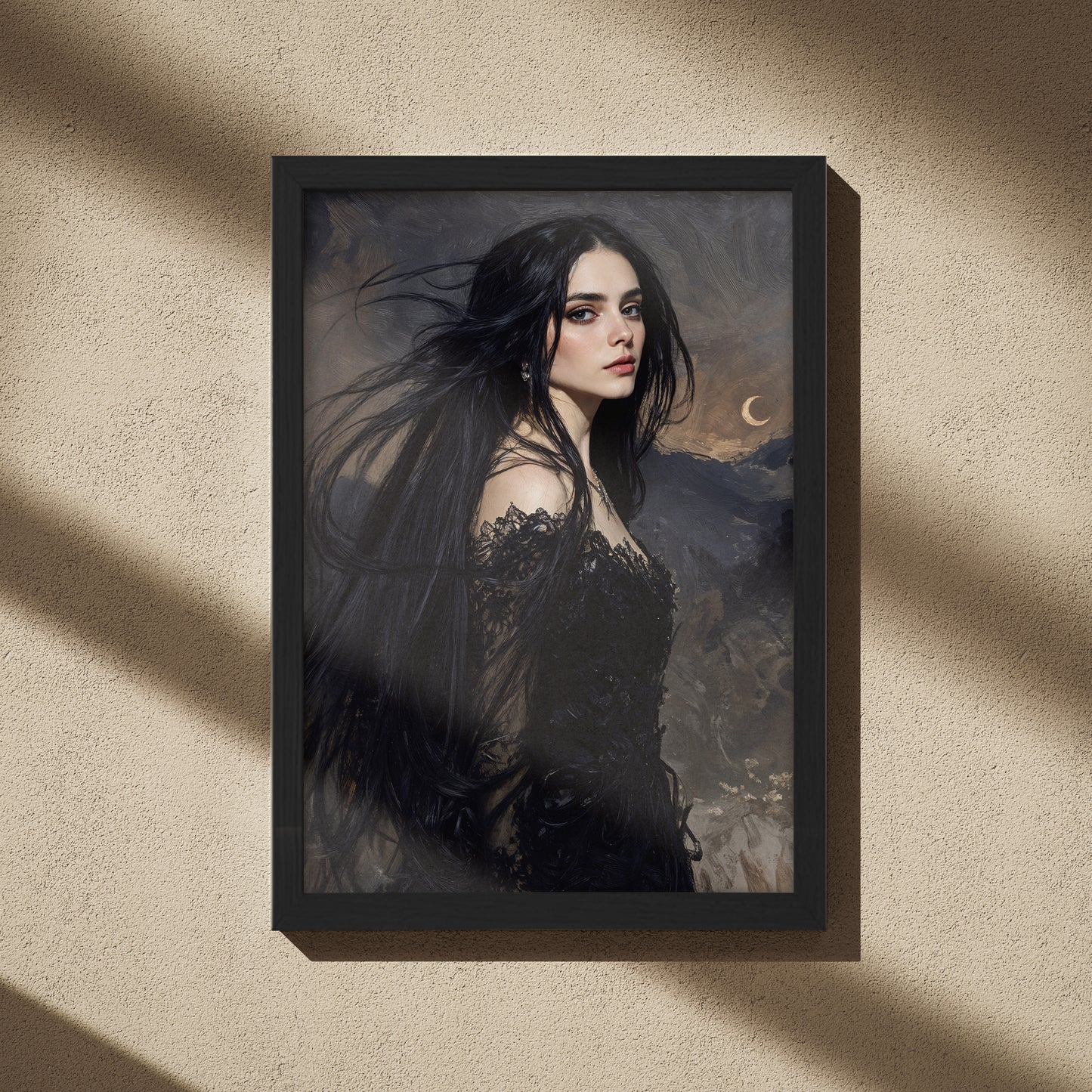 Mystic Dark Beauty Portrait Framed Wall Poster