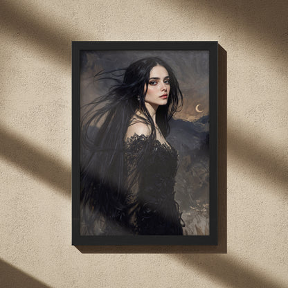 Mystic Dark Beauty Portrait Framed Wall Poster