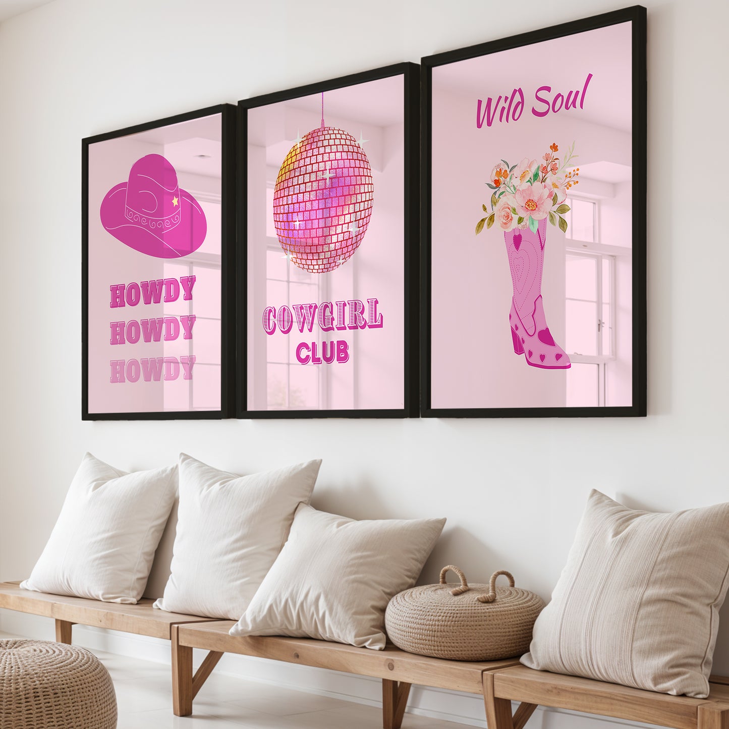Cowgirl Club Pink Western Wall Art Set