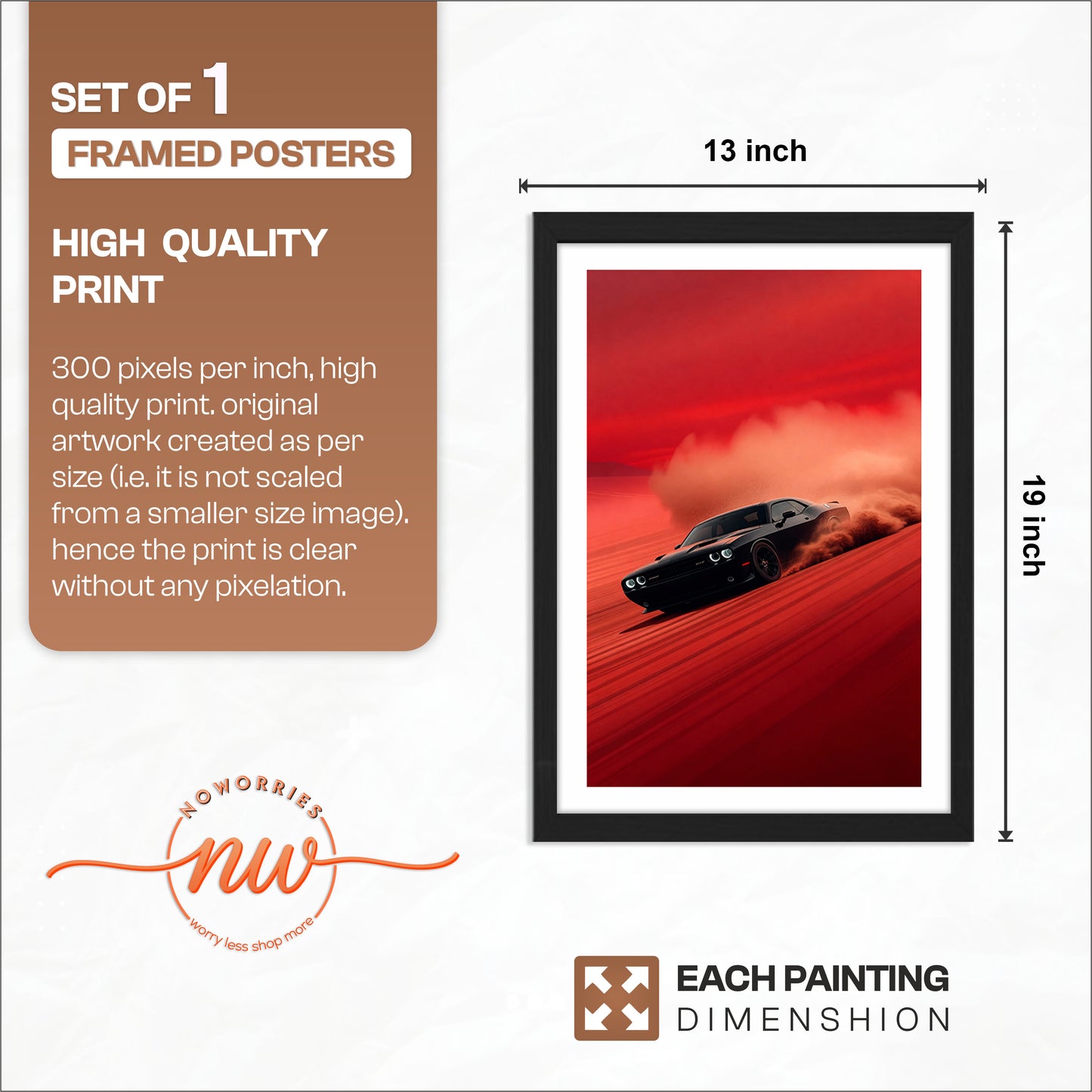 Dodge Challenger Red Drift Wall Frame