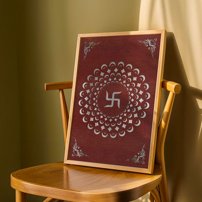 Swastik Mandala Pinewood Laser Wall Art