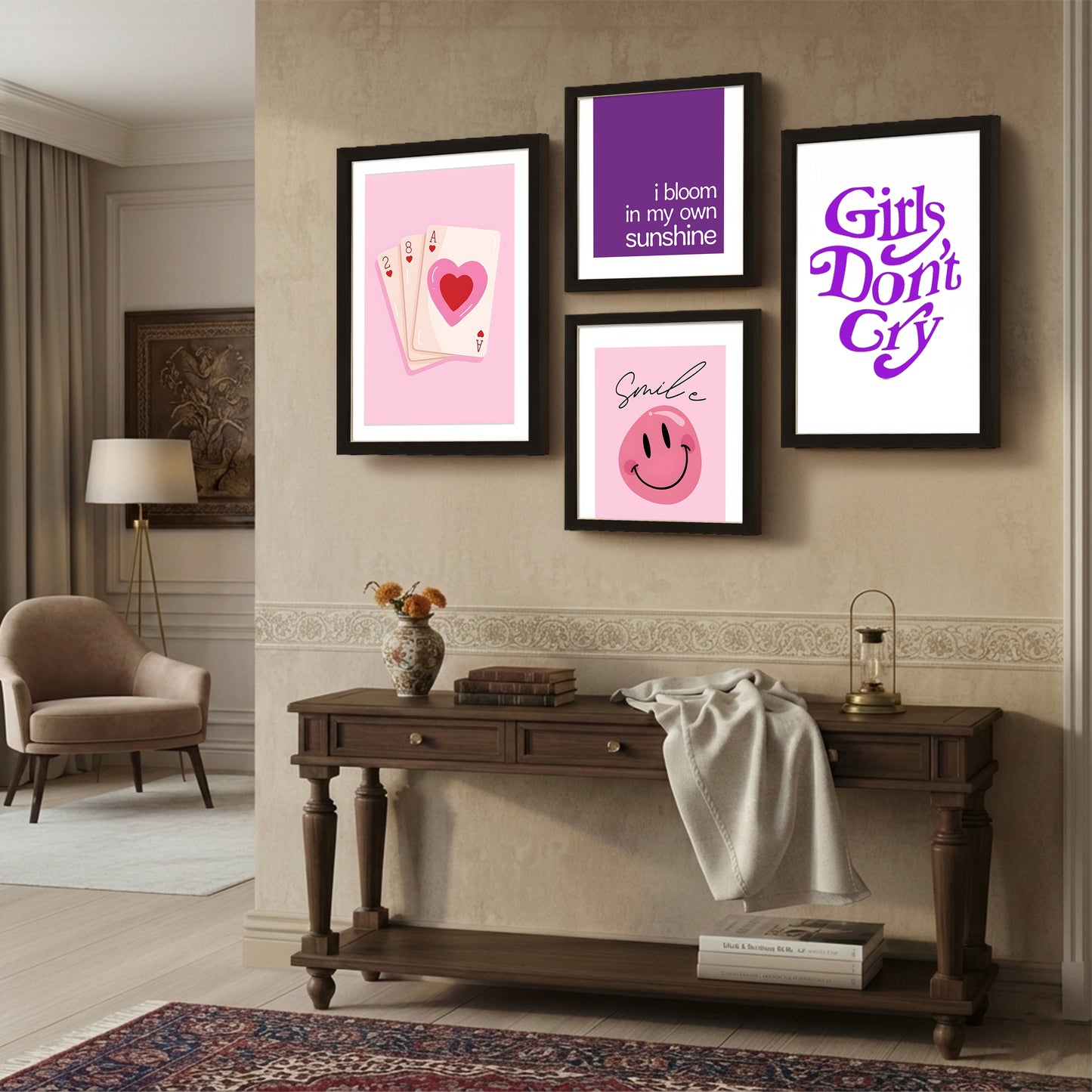 Pink Aesthetic Wall Art Set of 4