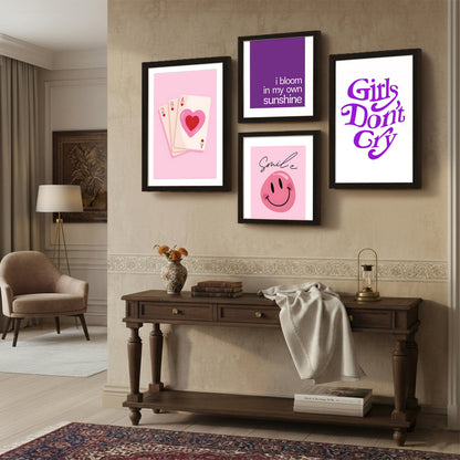 Pink Aesthetic Wall Art Set of 4
