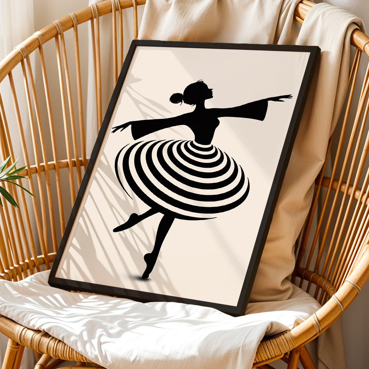 Modern Ballet Dancer Silhouette Framed Wall Art