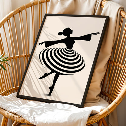 Modern Ballet Dancer Silhouette Framed Wall Art