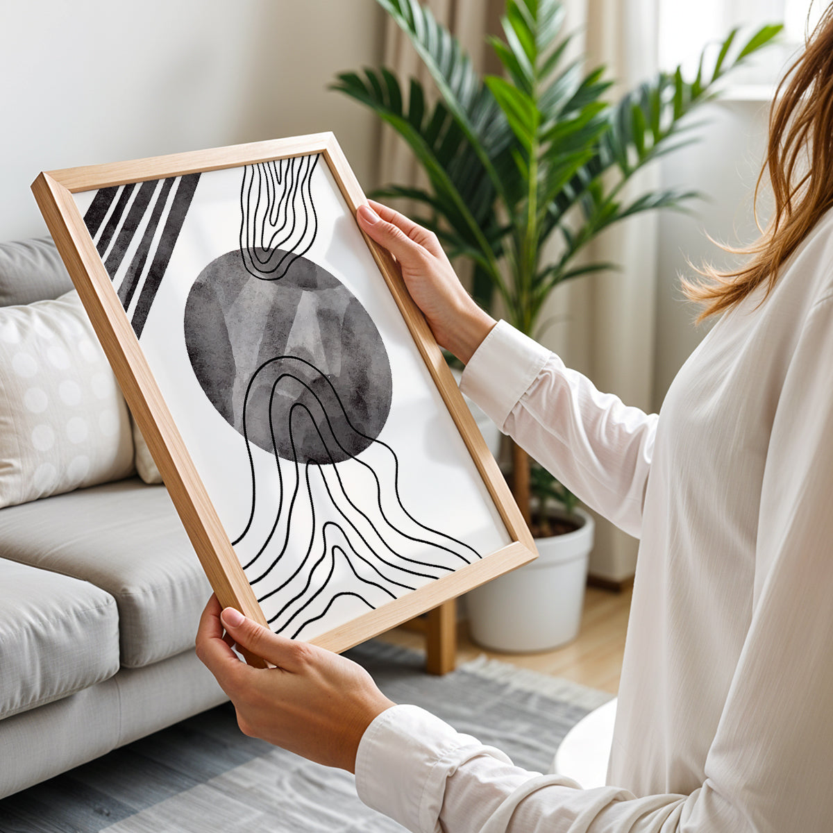 Monochrome Abstract Flow Wall Art
