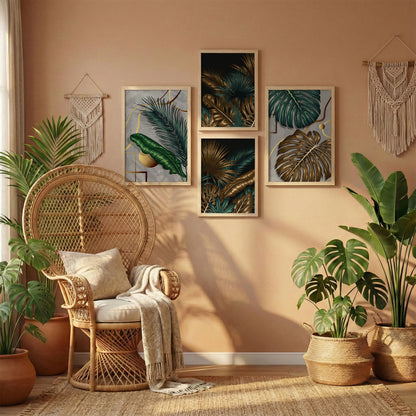 Tropical Botanical Wall Art Set of 4