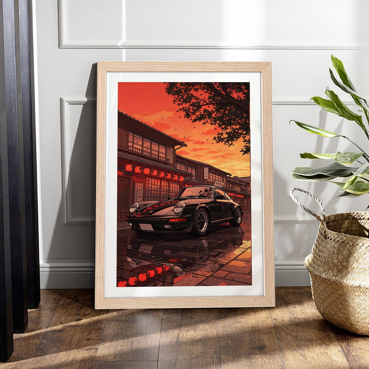 Porsche Street Reflections Wall Frame