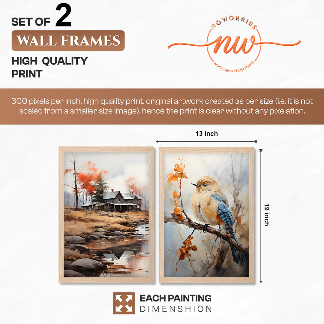 Countryside Bird Art Print Set of 2