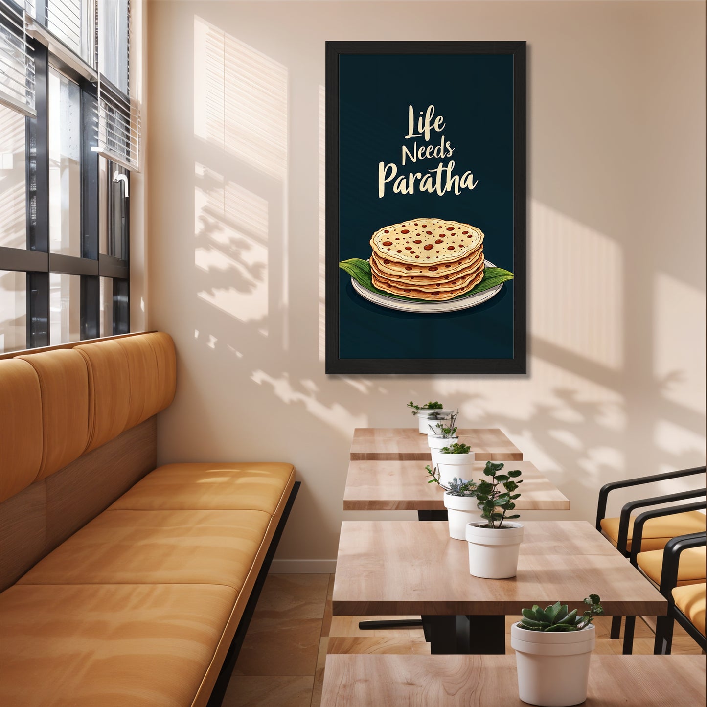 Life Needs Paratha Wall Frame Set of 1