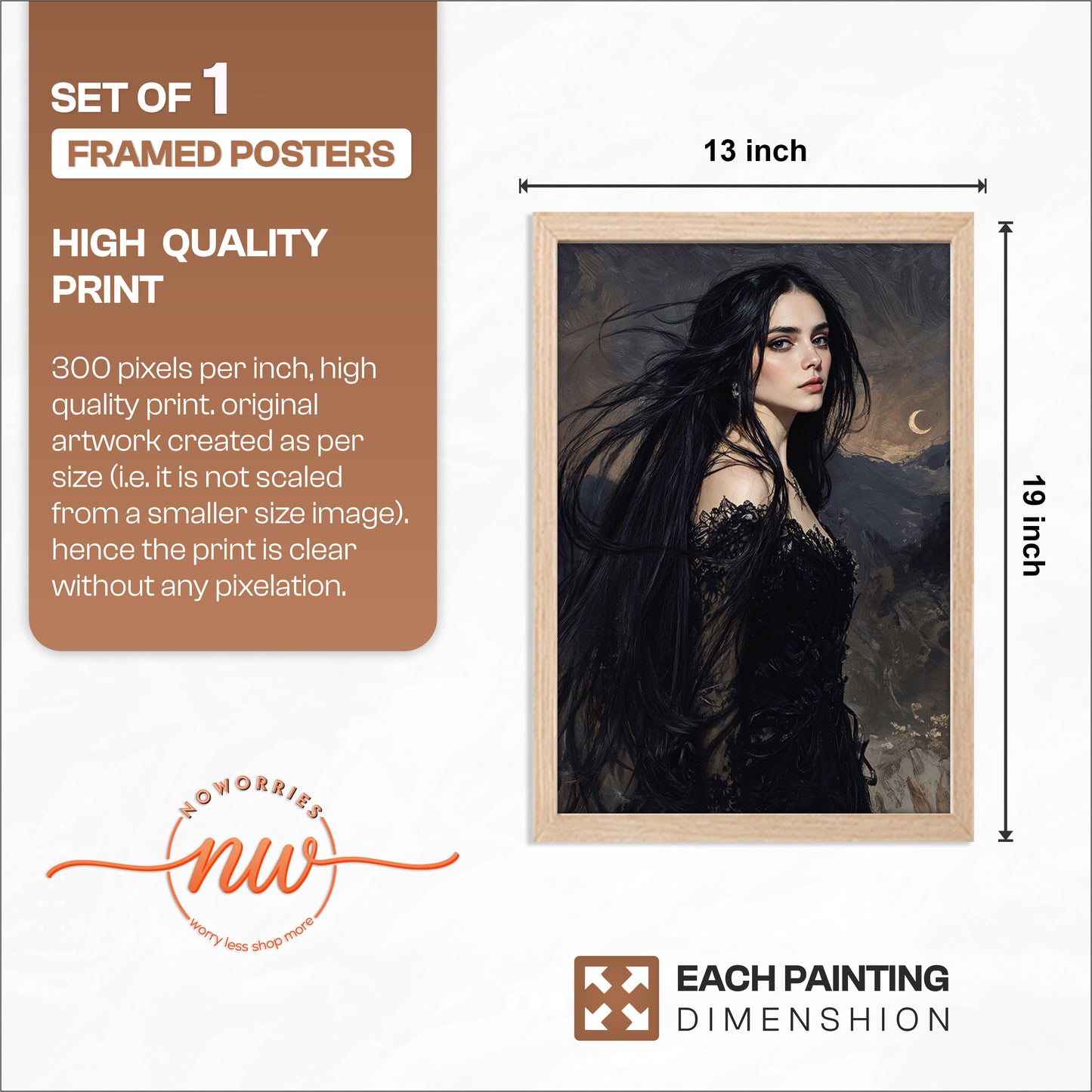 Mystic Dark Beauty Portrait Framed Wall Poster