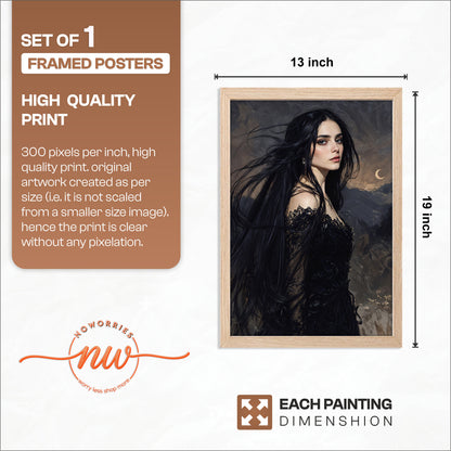 Mystic Dark Beauty Portrait Framed Wall Poster