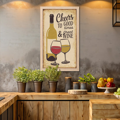 Cheers Wine Vintage Wall Frame Set of 1