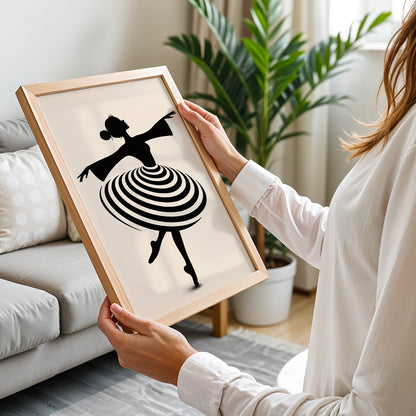 Modern Ballet Dancer Silhouette Framed Wall Art
