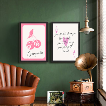 Cherry & Motivational Typography Print Set