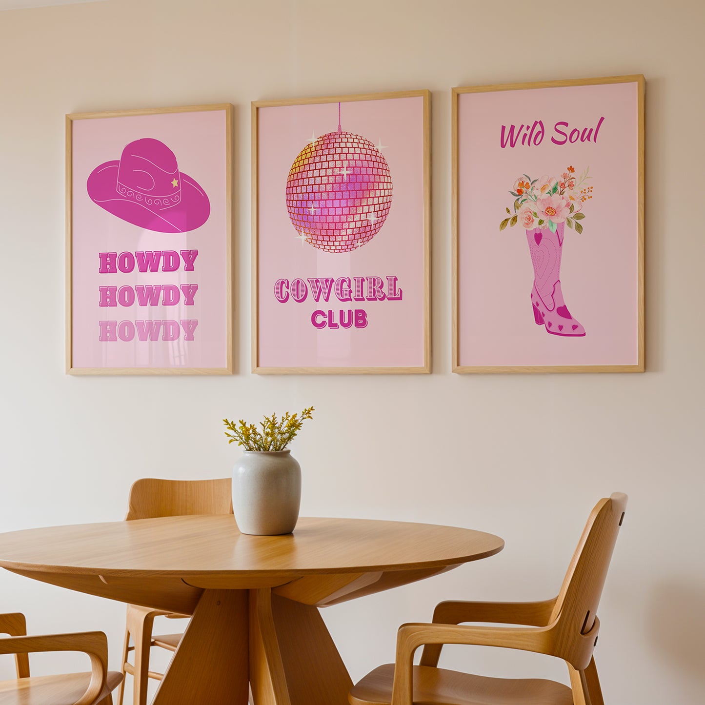 Cowgirl Club Pink Western Wall Art Set